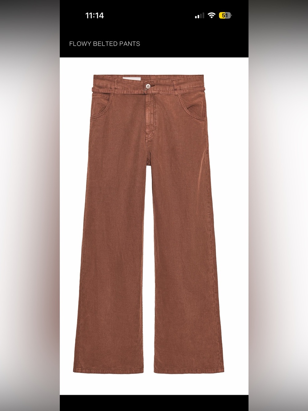 NWT Zara Rust Colored Wide-Leg Pants